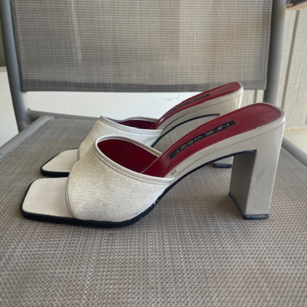 Nine West Vintage 90's Y2K Hair Square Toe Heels Sandals EUC